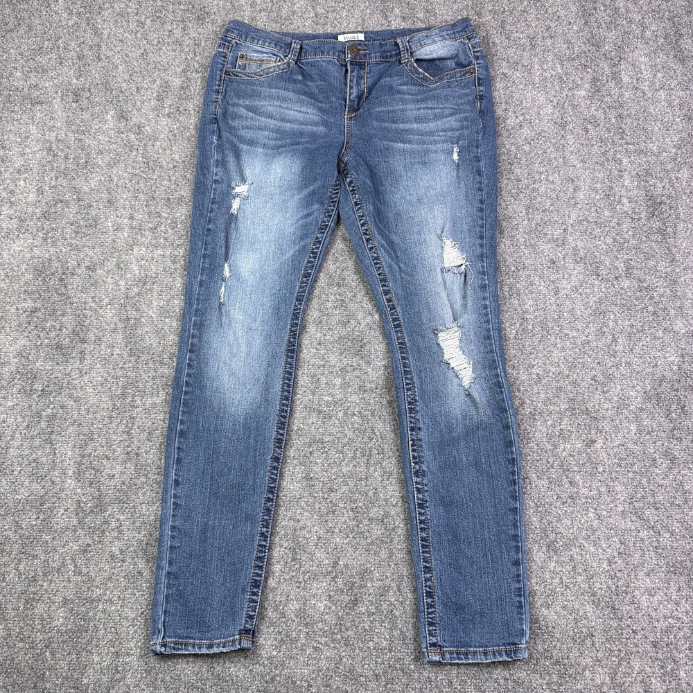 Mudd Womens Skinny Jeans 17 Heavy Stitch Y2K Low Rise Distressed Stretch Denim